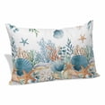 thumbnail image 1 of Teal Blue Coastal Pillow Covers 12"x20", Summer Beach Starfish Shell Coral Nautical Soft Brushed Microfiber Breathable Throw Pillow Covers, Decorative Pillowcase with Zipper for Couch Sofa Bedroom, 1 of 9