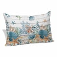 thumbnail image 1 of Teal Blue Coastal Pillow Protectors with Zipper Standard Size, Summer Beach Starfish Shell Coral Nautical Vintage Soft Brushed Microfiber Throw Pillow Covers, Pillowcase for Couch Sofa 20"x26", 1 of 9