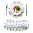 thumbnail image 1 of Teal Blue Coastal Round 13 Inch Placemats Set of 6, Summer Beach Starfish Shell Coral Nautical HeatResistant Non Slip Place Mats for Dining Table, Wipeable Braided Kitchen Table Mats for Housewarming, 1 of 9
