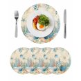 thumbnail image 1 of Teal Blue Coastal Round 15 Inch Placemats Set of 4, Summer Beach Starfish Shell Coral Nautical Retro HeatResistant Non Slip Place Mats for Dining Table, Wipeable Kitchen Table Mats for Housewarming, 1 of 9