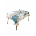 thumbnail image 1 of Teal Blue Coastal Table Cloth, Waterproof Tablecloth for Rectangle Tables, Summer Beach Starfish Shell Coral Nautical Reusable Washable Fabric Table Cover for Restaurant Kitchen Dining Tables 52"x70", 1 of 9