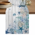 thumbnail image 1 of Teal Blue Coastal Table Runner 70 Inches, Starfish Beach Nautical Coral Vintage Bed Runner Dresser Scarves Tabletop for Indoor Outdoor Parties/Ceremony/Banquet, 13" x 70", 1 of 9