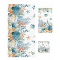 thumbnail image 1 of Teal Blue Coastal Towel Set of 3, Soft Microfiber Bath Towels, Hand Towel, Washcloths, Summer Beach Starfish Shell Coral Nautical Quick-Dry Absorbent Towels for Bathroom Kitchen Hotel Beach Gym Spa, 1 of 7