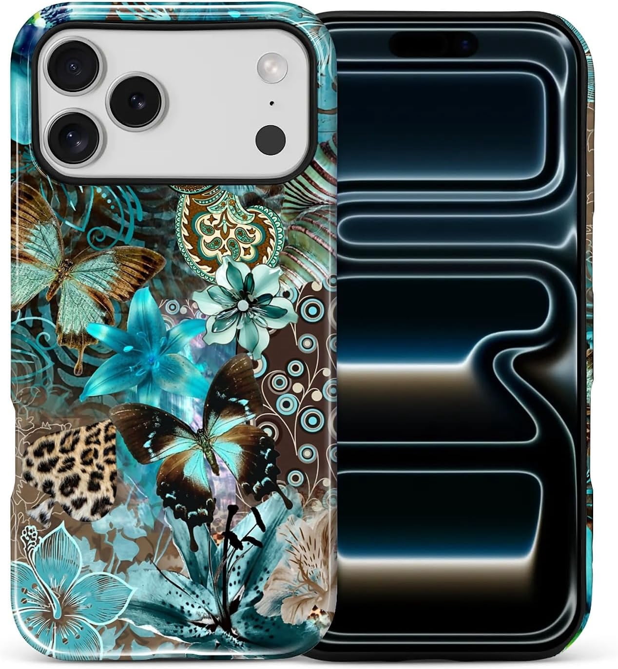 Teal Blue Collage Phone Case Compatible with iPhone 18 Pro Max/17 Pro ...