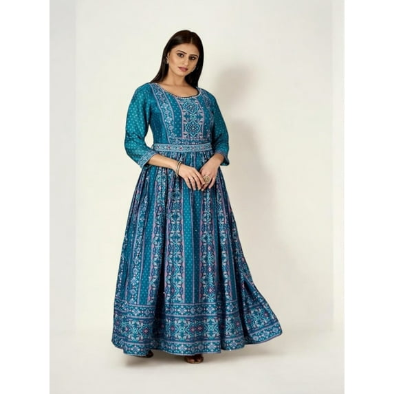 Teal Blue Color Traditional Designer Gown, Cultural Wear for Women, 309