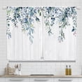 thumbnail image 1 of Teal Blue Eucalyptus Kitchen Curtains Farmhouse Floral Small Short Rustic Wooden Cafe Tire Curtains Plant Botanical Window Curtains for Bathroom Window Treatment Drapes 27.5x39 Inch 2 Panels, 1 of 4