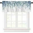thumbnail image 1 of Teal Blue Eucalyptus Leaves Curtain Valance for Windows/Living Room/Kitchen/Bathroom/Farmhouse, Short Rod Pocket Tier Curtain Window Treatment, 1 Panel 54 x 18 Spring Floral Summer Botanical, 1 of 6