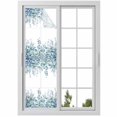 thumbnail image 1 of Teal Blue Eucalyptus Leaves Window Privacy Film, Spring Floral Summer Botanical Static Cling UV Sun Blocking Heat Control Window Tint, Non-Adhesive One Way Windows Privacy Cover 17.7''x78.7'', 1 of 7
