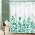 thumbnail image 1 of Teal Blue Eucalyptus Shower Curtain, Turquoise Green Plant Leaves Vintage Fabric Shower Curtains for Rustic Bathroom Decor, Chic Modern Botanical Shower Curtain, 72x72, 1 of 6