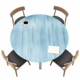 thumbnail image 1 of Teal Blue Fitted Tablecloth with Elastic Edged, Round Table Cloth for Dining Table, Modern Abstract Art Ombre Striped Waterproof Oil Proof Table Cover for Indoor Outdoor 55"-60", 1 of 8