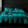 thumbnail image 1 of Teal Blue Flannel Velvet Duvet Cover Queen Size Duvet Cover Bedding Sets, 3pcs Ultra Soft Luxury Textured Modern Crystal Velvet Duvet Covers with Zipper Closure(Teal Blue, Queen), 1 of 13