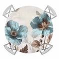 thumbnail image 1 of Teal Blue Floral Elastic Fitted Round Table Cover Vintage Flower Butterfly Waterproof Outdoor Tablecloth for Holiday Party, Picnic, Patio & Dining Fits Tables Up to 36"-44", 1 of 8