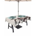 thumbnail image 1 of Teal Blue Floral Outdoor Tablecloth with Umbrella Hole, Vintage Rustic Botanical Beige Wooden Waterproof Outdoor Table Cover, Patio Tablecloths for Party Picnic Camping, Rectangle 60"x120", 1 of 9