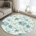 thumbnail image 1 of Teal Blue Flower Round Rug 3ft Washable Circle Entryway Rugs Non Slip Abstract Garden Botanical Leaves Area Rug Indoor Floor Carpet for Bedroom Kitchen Living Room Home Office Dining Room Nursery, 1 of 8