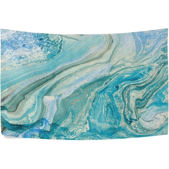 Teal Blue Gold Marble Tapestry Wall Hanging Tapestries Happy Colorful Hippie Psychedelic Art Polyester Carpet Wall Decorative for Living Room Bedroom 60x40inch Home Decor Gifts
