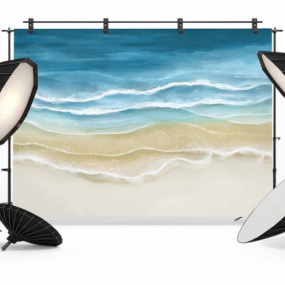 Teal Blue Gradient Beach Photography Backdrop 7x5FT, Abstracts Seaside Ocean Wave Coastal Photo Backdrops, Background for Photography Studio Photo Studio Background, Back Drop for Photoshoot