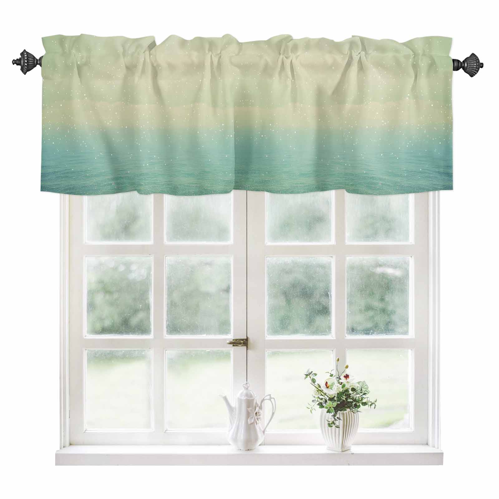 Teal Blue Gradient Ocean Kitchen Valances for Windows 42x12 Inch ...