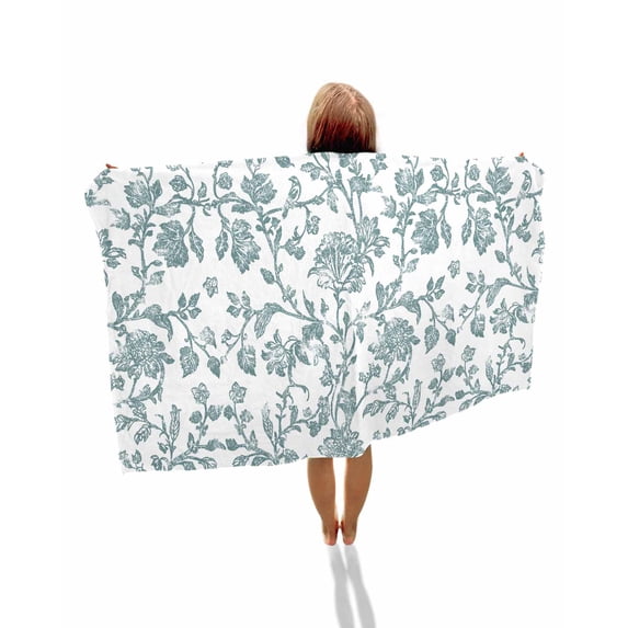 Teal Blue Green Beach Towels Oversized Super Absorbent, Vintage Farmhouse Boho Flower Leaf Lightweight Bath Towel Quick Dry Sets For Bathroom/Pool/Rv Camping/Beach Play/Gym Room/Picnic 35"x70"
