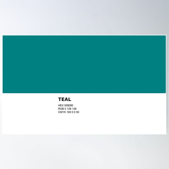 Teal - Blue Green - Color Pantone Colour Design Poster Wall Art, Modern Wall Decor For Living Room Bedroom, 8x12 UNFRAMED