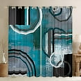 thumbnail image 1 of Teal Blue Green Gray Blackout Curtains,Grunge Oil Painting Style Darkening Curtains,Modern Geometric Swirls Curtains,Abstract Circles Square Pattern Window Treatments Living Room Decor 42"X84", 1 of 6