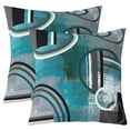 thumbnail image 1 of Teal Blue Green Gray Throw Pillow Covers 16x16 Inch Set of 2,Grunge Oil Painting Style Modern Geometric Swirls Pillow Covers,Abstract Circles Pattern Decorative Square Pillow Cases Bedroom Decor, 1 of 5