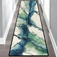 thumbnail image 1 of Teal Blue Green Marble Vein Hallway Runner Rug, 60x18 Inches Modern Abstract Watercolor Long Floor Mat, Non-Slip Washable Luxury Art Rug for Entryway Kitchen, 1 of 9