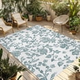 thumbnail image 1 of Teal Blue Green Outdoor Rug 6x9 Ft - Reversible Patio Rug Outdoor Camping Rugs, Vintage Farmhouse Boho Flower Leaf Washable Indoor Outdoor Area Rugs, Non-Slip Outdoor Carpet Runner for Deck/Porch, 1 of 8
