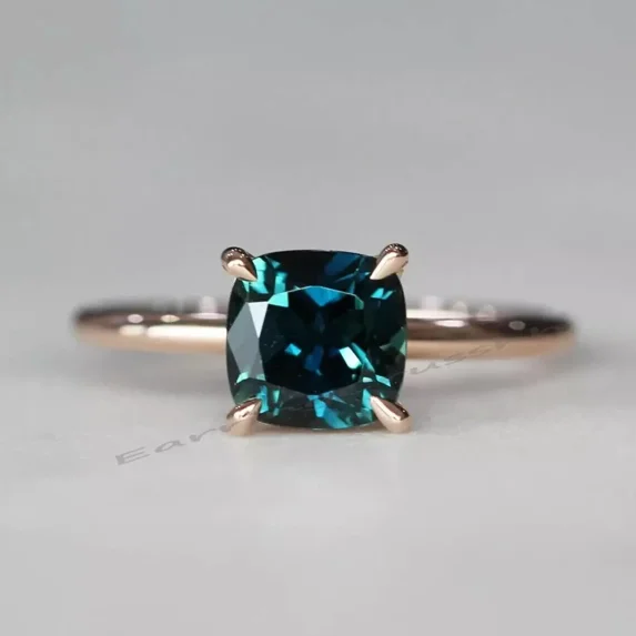 Teal Blue Green Sapphire Ring Engagement Ring Solitaire Sapphire Ring Gift Ring