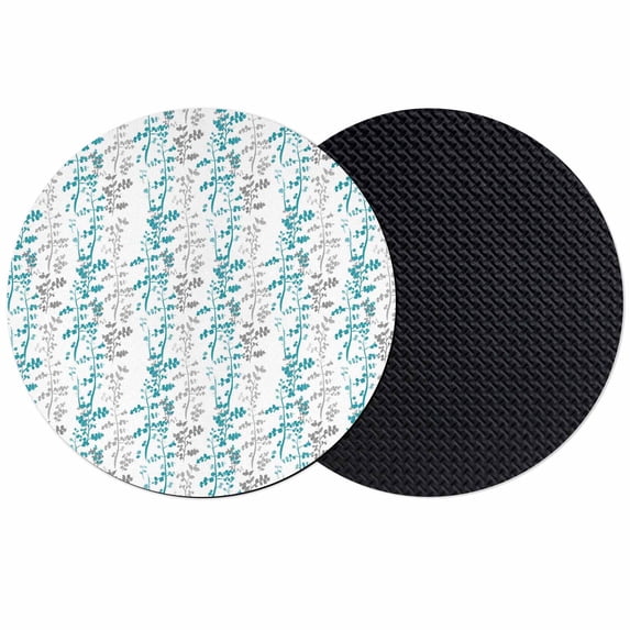 Teal Blue Grey Botanical Coasters Set of 2, Absorbent Coasters for Drinks, Spring Floral Summer Farmhouse Coaster for Desk Coffee Table Protection, Home Decor House Warming Gifts 4"