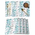 thumbnail image 1 of Teal Blue Grey Botanical Placemats Set of 12, Spring Floral Summer Farmhouse Placemats for Dining Table, Place Mats for Kitchen Tabletop, Waterproof Wipeable Dining Table Mats Set, 1 of 9