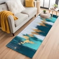 thumbnail image 1 of Teal Blue Kitchen Runner Rug 2x6 Washable Runners for Hallway Non Slip Yellow Abstract Art Modern Large Area Rug Indoor Floor Carpet for Bathroom Laundry Entryway Bedroom Living Room, 1 of 8