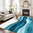 thumbnail image 1 of Teal Blue Large Area Rugs 8x10 ft Water Ripple Abstract Gradient Coean Waves Washable Rug Non Slip Indoor Carpet Absorbent Floor Mat for Living Room Bedroom Dining Room, 1 of 9