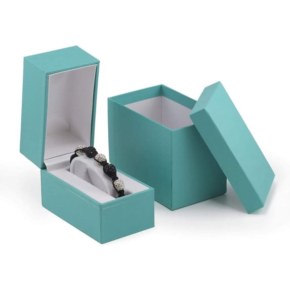 Teal Blue Leatherette Bangle/Watch Jewelry Box 2.1" x 3.6" x 2.75" for Packaging, Gift Box, Showcase and Tradeshow Display