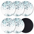 thumbnail image 1 of Teal Blue Leaves Coasters Set of 6, Absorbent Coasters for Drinks, Summer Botanical Coaster for Desk Coffee Table Protection, Home Decor House Warming Gifts 4", 1 of 8