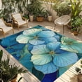 thumbnail image 1 of Teal Blue Leaves Outdoor Rug for Patio/Deck/Porch, Non-Slip Large Area Rug 6 x 9 Ft, Modern Abstract Art Botanical Indoor Outdoor Rugs Washable Area Rugs, Reversible Camping Rug Carpet Runner, 1 of 8
