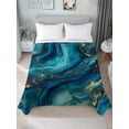 thumbnail image 1 of Teal Blue Marble Full Size Flat Sheet, Wrinkleproof & Fadeproof Cooling Flat Bed Sheet Only, Ink Painting Modern Abstract Yellow Breathable Soft Bedding Top Sheets 81 x 96 Inches, 1 of 8