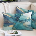 thumbnail image 1 of Teal Blue Marble Pillow Covers Queen, Modern Abstract Texture Art Ombre Soft Brushed Microfiber Breathable Throw Pillow Covers, Pillowcase with Zipper for Couch Sofa Bedroom Living Room 20"x30", 1 of 9