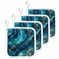 thumbnail image 1 of Teal Blue Marble Pot Holders for Kitchen Heatproof Potholder, 4 Pack Ink Painting Modern Abstract Yellow Hot Pads Multipurpose Oven Pads Cloth Potholders Trivet for Cooking and Baking, 1 of 8
