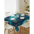 thumbnail image 1 of Teal Blue Marble Tablecloth Rectangle Table Cloth 52x70, Waterproof Tablecloth Outdoor Table Cloth, Ink Painting Modern Abstract Yellow Washable Table Cover for Kitchen Dinning Party, 1 of 8