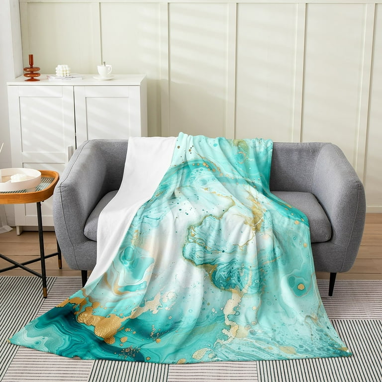 Teal Blue Marble Texture Throw Blanket Baby 30x40 Stone Pattern Fleece Blanket For Adult Teens Turquoise Pattern Blanket Fuid Marble Abstract Art Flannel Blanket Warm All Season Walmart
