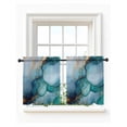 thumbnail image 1 of Teal Blue Marble Tier Curtains 36 Inch Length, Sheer Curtains for Bedroom Living Room Window Abstract Artwork Aesthetic Rod Pocket Voile Drapes Kitchen Curtains Small Half Window 27.5"x36" 2 Panels, 1 of 6