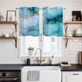 thumbnail image 1 of Teal Blue Marble Window Curtains Panels with Silver Grommet, Modern Abstract Art Marble Crack Kitchen Cafe Curtain Draperies Window Treatment Set for Living Room/Bedroom/Laundry Room/Bathroom, 55x39, 1 of 9