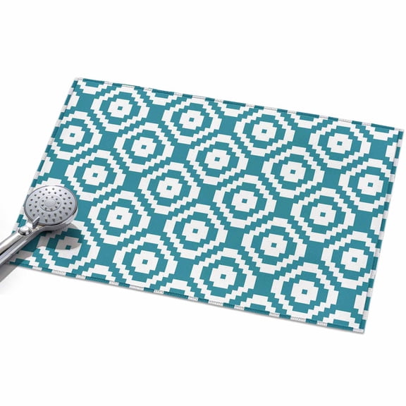 Teal Blue Modern Geometric 2x3ft Non Slip Area Rug Abstract Square Washable Soft Area Rugs for Living Room, Indoor Circle Carpet for Bedroom Dining Room Kitchen