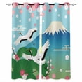 thumbnail image 1 of Teal Blue Mountain Blackout Curtains 54 Inches Long, Farmhouse Cherry Blossoms Cranes Thermal Insulated Black Out Curtains, Darkening Window Curtain Drapes for Bedroom Living Room 45"x54" 2 Panels, 1 of 9