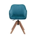 thumbnail image 1 of Teal, Blue & Natural Tufted Velvet & Wood Dining Arm Chairs, 1 of 1
