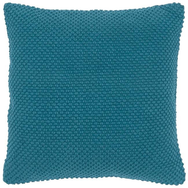 20" x 20" Dark Teal Cotton Canvas Textured Throw Pillow