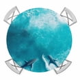 thumbnail image 1 of Teal Blue Ocean Shark Round Tablecloth for 36-44 Inch Tables, Fitted Table Cover with Elastic Edge, Coastal Wave Summer Beach Waterproof Outdoor Table Cloth Protector for Patio Garden Dinner Picnic, 1 of 9