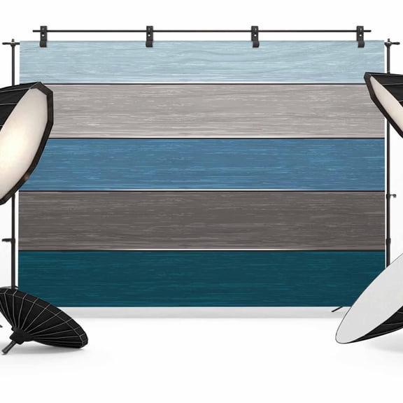Teal Blue Ombre Backdrop for Photography, Fabric Photo Background Backdrop, Retro Farmhouse Gradient Wood Photo Booth Background for Portrait Photoshoot Video Wedding Studio Decoration Banner 7x5ft