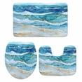 thumbnail image 1 of Teal Blue Ombre Bath Mat 3 Piece Bathroom Rug Set, Modern Coastal Ink Painted Abstract Non Slip Bath Rug Contour Mat and Toilet Lid Cover, Absorbent Shower Mats Soft Bath Rugs and Mats Sets, 1 of 8