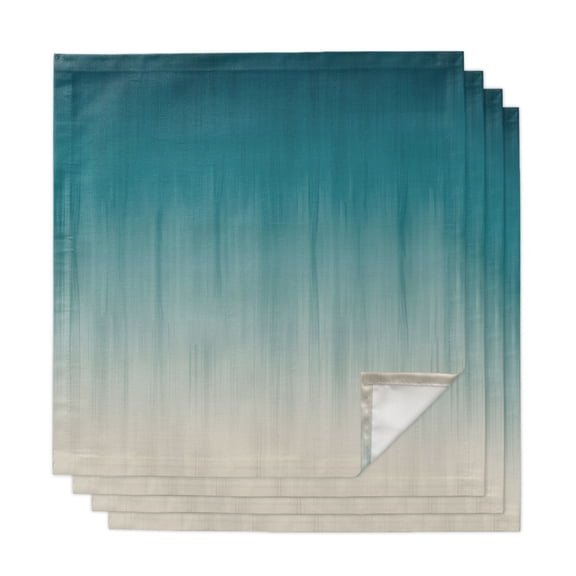 Teal Blue Ombre Cloth Napkins, Contemporary Gradient Abstract Art Washable and Reusable Dinner Napkins Set of 4, Table Napkin for Kitchen Party Birthday Wedding Hotel Housewarming 20"x20"